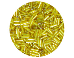 14090 Rocalla de vidrio cilindro plateado amarillo diam 1 80x6mm 09gr Tubo Innspiro - Ítem