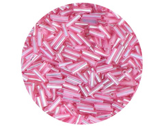 14092 Rocalla de vidrio cilindro plateado rosa diam 1 80x6mm 09gr Tubo Innspiro - Ítem