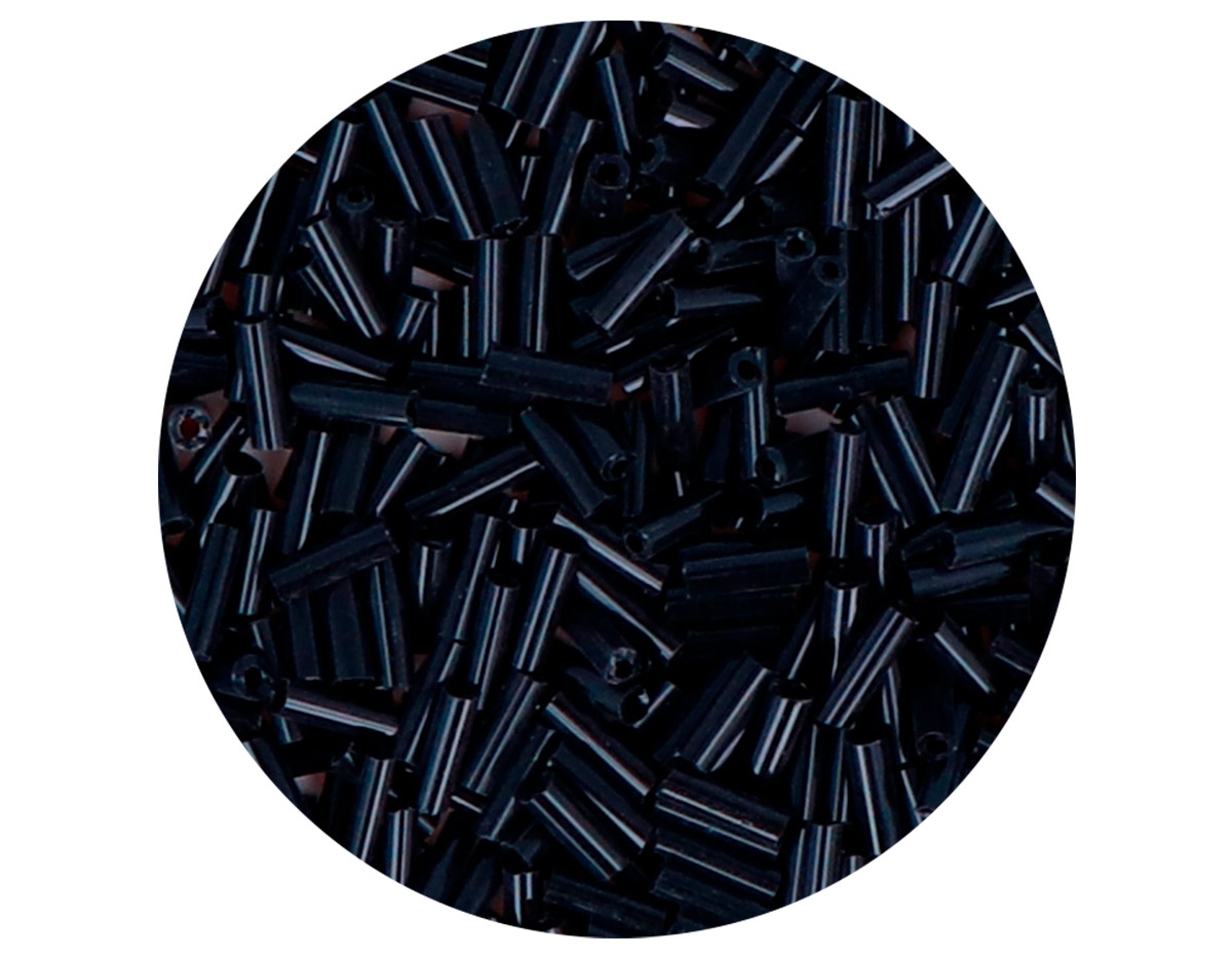 14093 Rocalla de vidrio cilindro plateado negro diam 1 80x6mm 09gr Tubo Innspiro