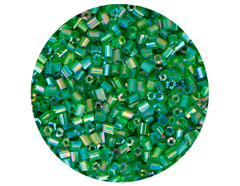 14104 Rocalla de vidrio cilindro mini aurora boreal verde oscuro diam 2x2mm 09gr Tubo Innspiro - Ítem