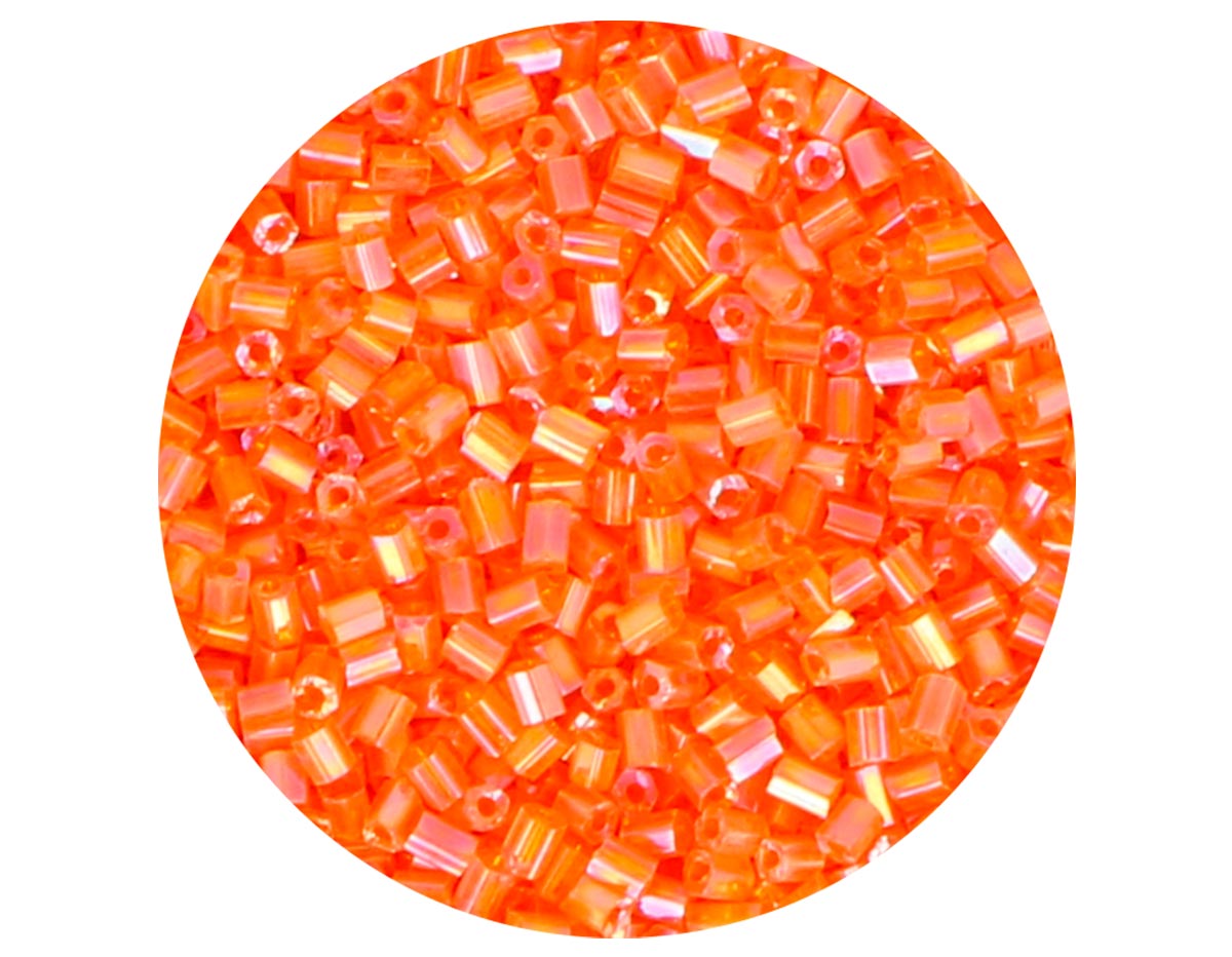 14106 Rocaille de verre cylindre mini aurora boreale orange 2x2mm 09gr Tube Innspiro