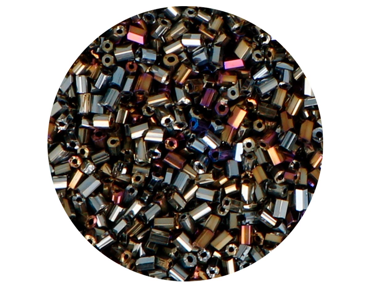 14109 Rocaille de verre cylindre mini iridescent metallique 2x2mm 09gr Tube Innspiro