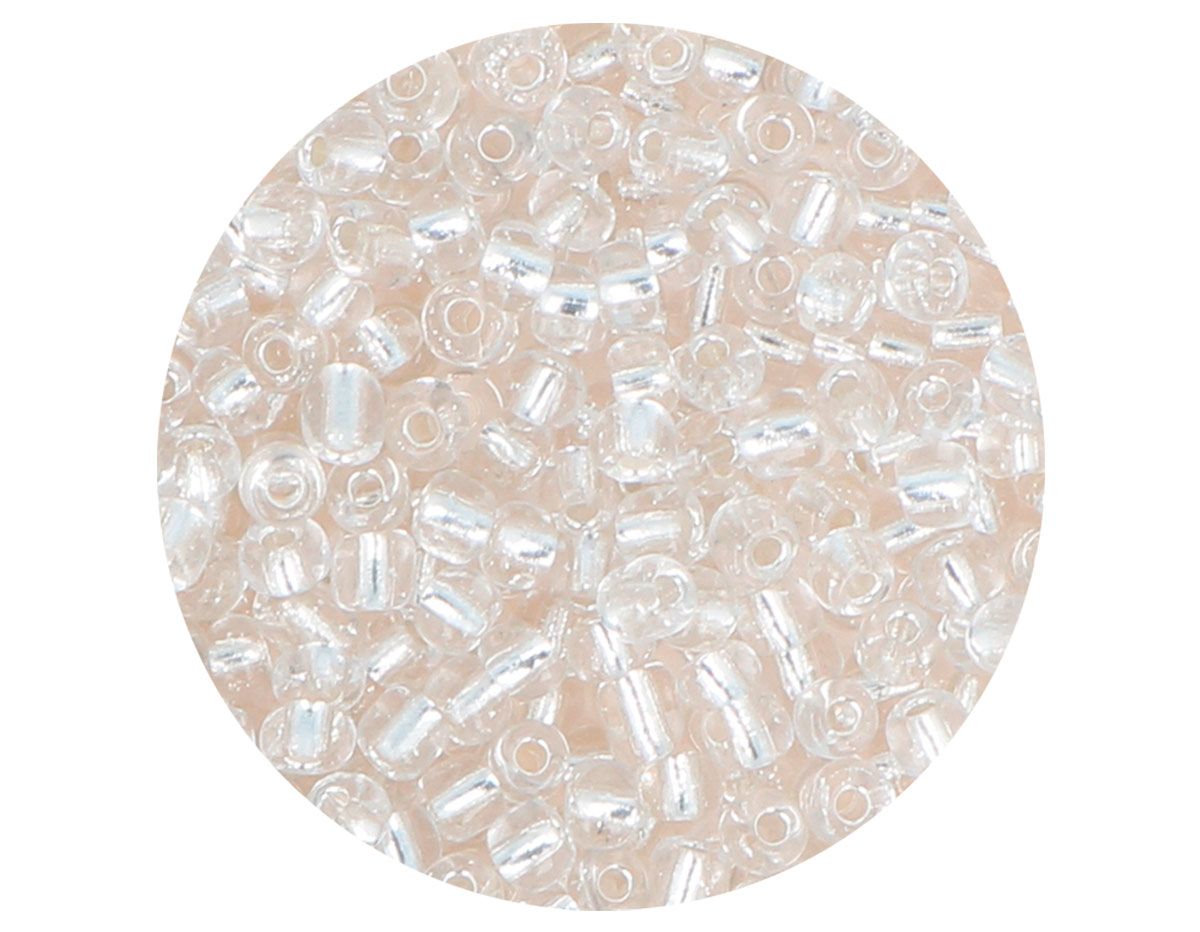 14200 Rocalla de vidrio redonda plateado transparente plata 3 0mm 09gr Tubo Innspiro