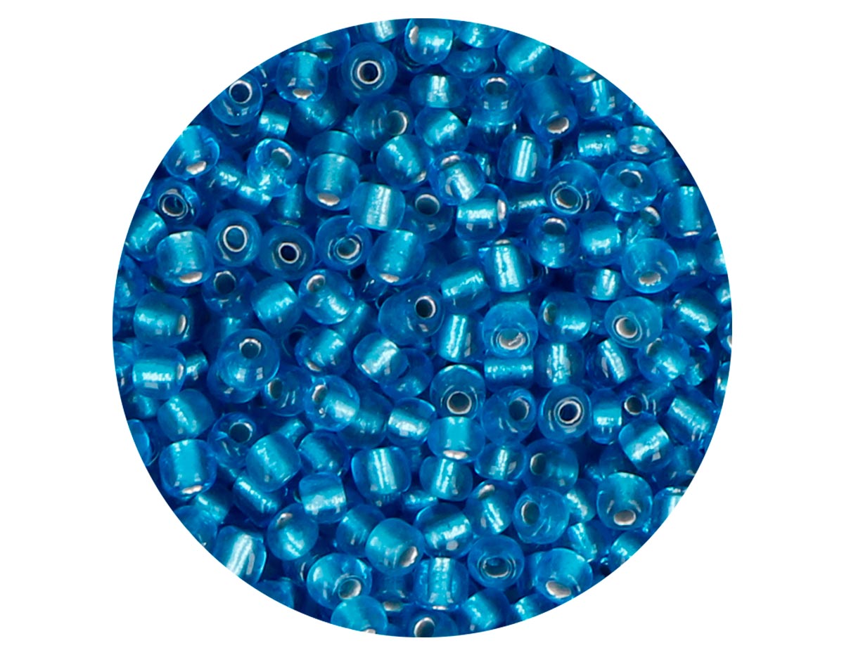 14203 Rocalla de vidrio redonda plateado azul infantil 3 0mm 09gr Tubo Innspiro