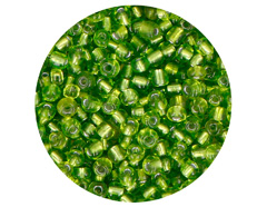 14205 Rocalla de vidrio redonda plateado verde aguacate 3 0mm 09gr Tubo Innspiro - Ítem