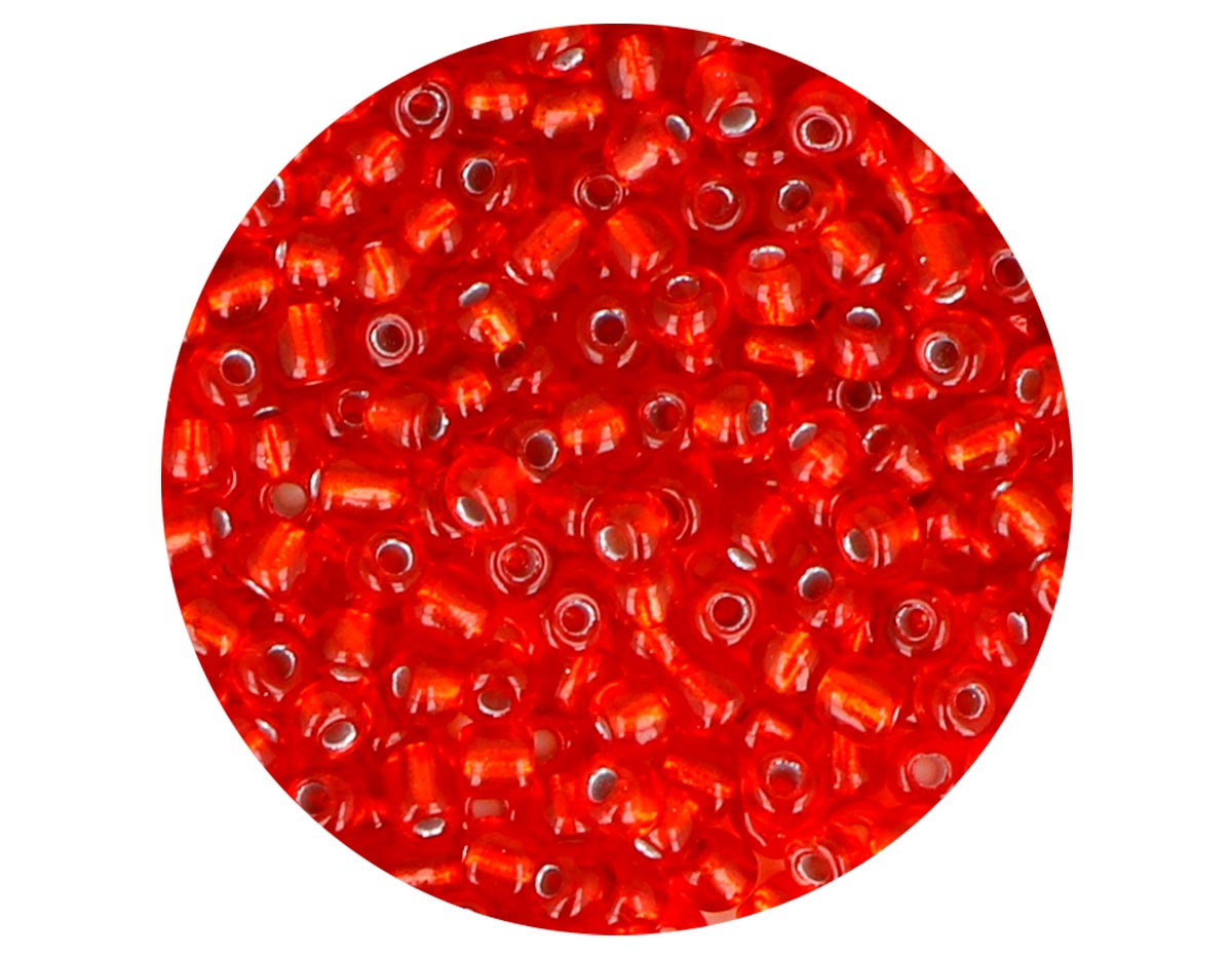 14206 Rocalla de vidrio redonda plateado rojo 3 0mm 09gr Tubo Innspiro