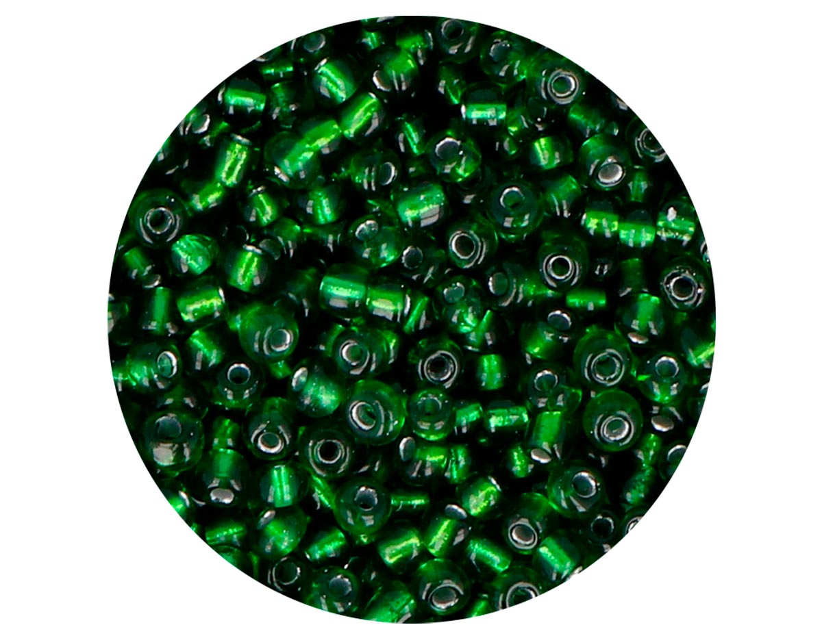 14209 Rocalla de vidrio redonda plateado verde 3 0mm 09gr Tubo Innspiro