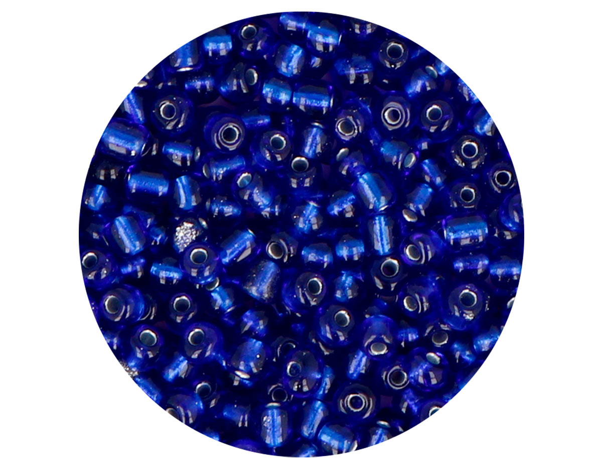 14211 Rocalla de vidrio redonda plateado azul marino 3 0mm 09gr Tubo Innspiro