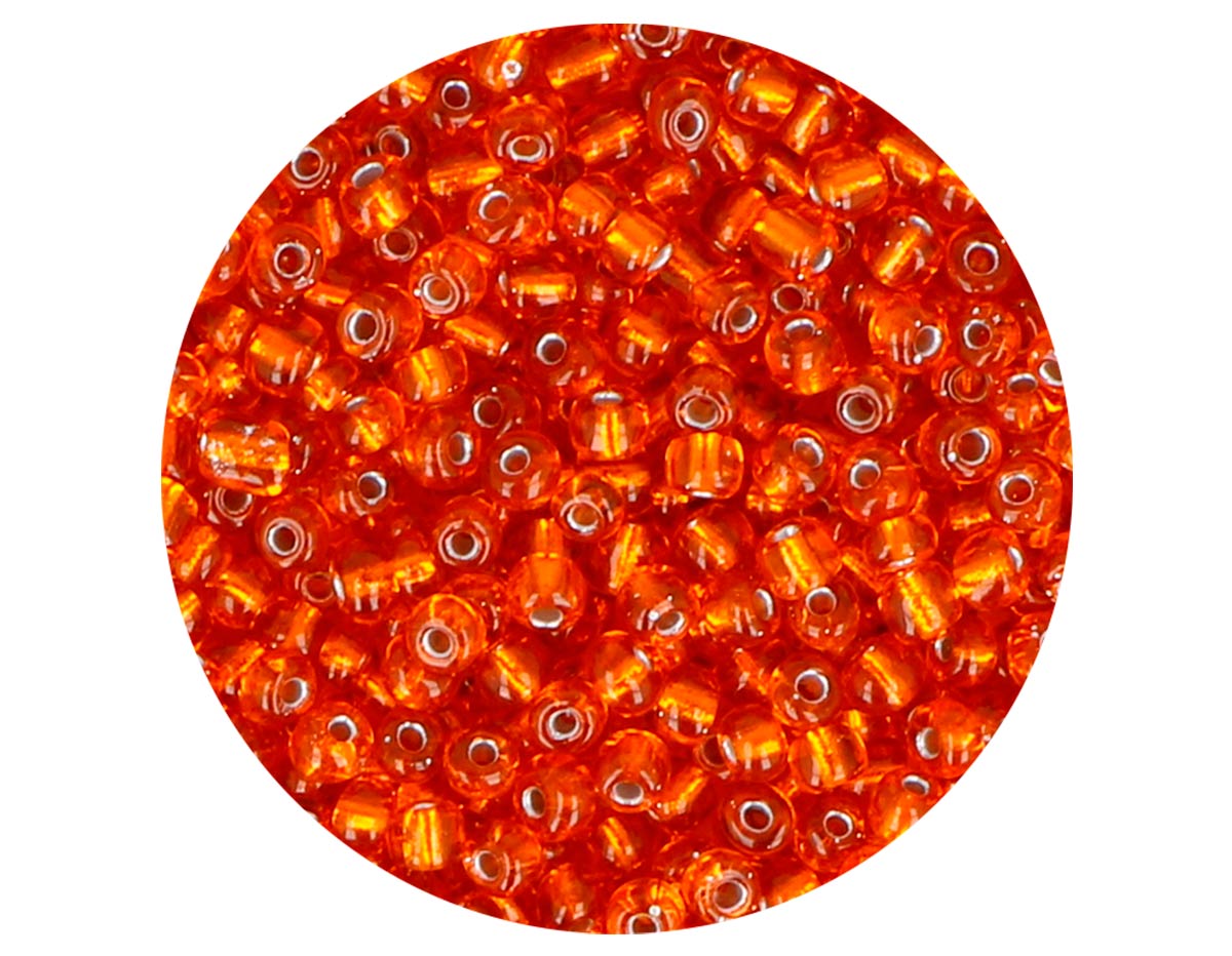 14212 Rocalla de vidrio redonda plateado naranja 3 0mm 09gr Tubo Innspiro
