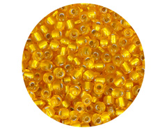 14214 Rocalla de vidrio redonda plateado amarillo 3 0mm 09gr Tubo Innspiro - Ítem