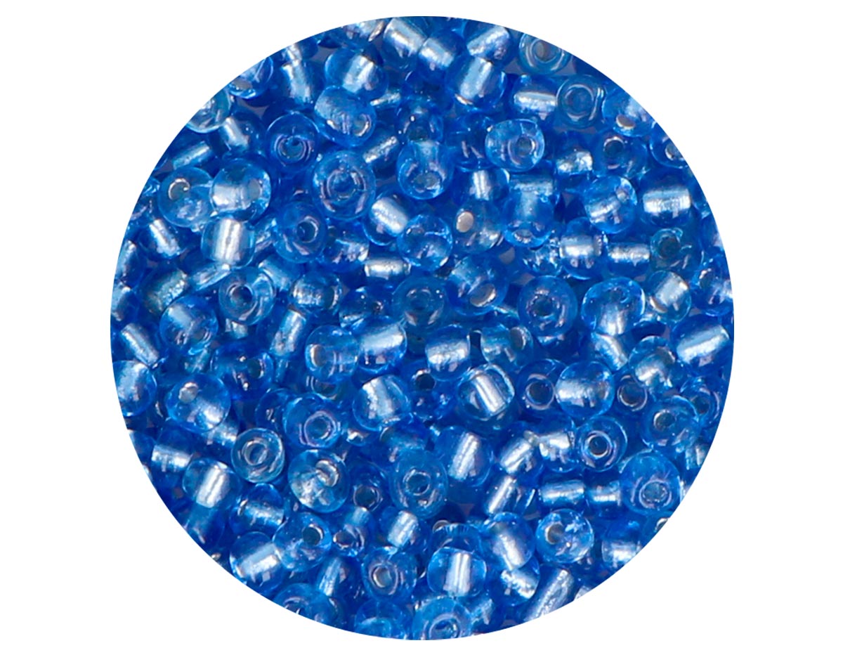 14215 Rocalla de vidrio redonda plateado azul cyan 3 0mm 09gr Tubo Innspiro
