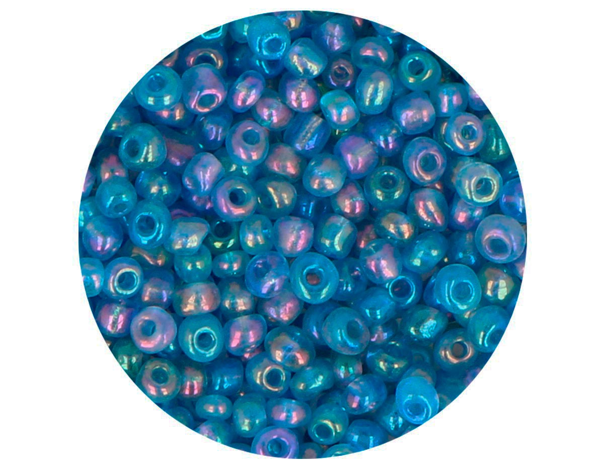 14224 Rocalla de vidrio redonda aurora boreale azul nautico 3 0mm 09gr Tubo Innspiro