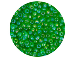 14229 Rocalla de vidrio redonda aurora boreale verde 3 0mm 09gr Tubo Innspiro - Ítem