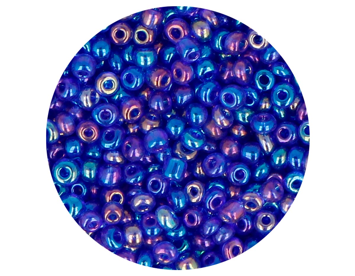 14231 Rocalla de vidrio redonda aurora boreale azul marino 3 0mm 09gr Tubo Innspiro