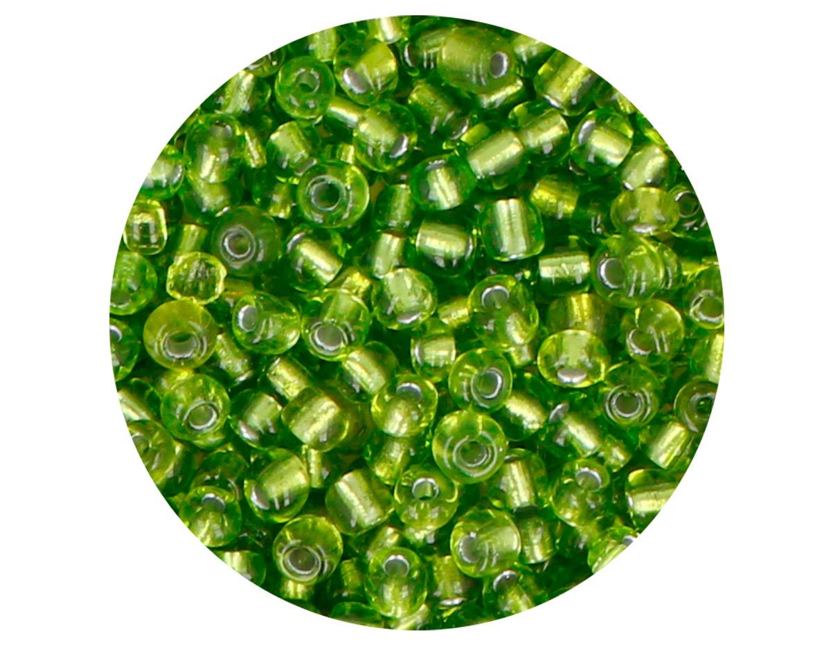 14305 Rocalla de vidrio redonda plateado verde aguacate 3 8mm 09gr Tubo Innspiro