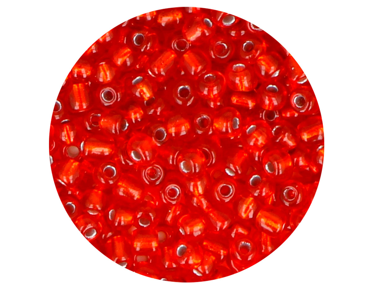 14306 Rocalla de vidrio redonda plateado rojo 3 8mm 09gr Tubo Innspiro