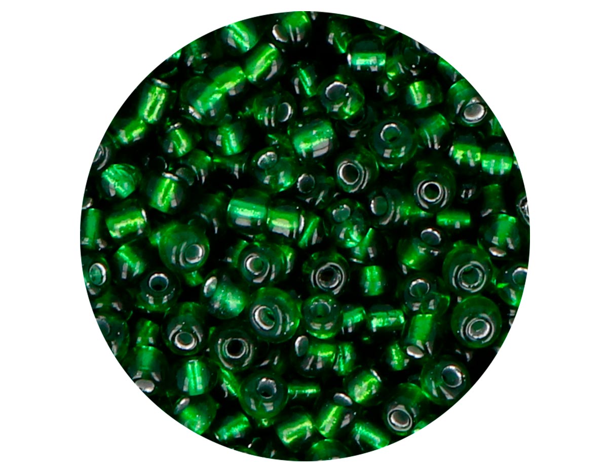14309 Rocalla de vidrio redonda plateado verde 3 8mm 09gr Tubo Innspiro
