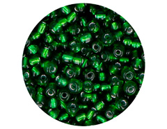 14309 Rocalla de vidrio redonda plateado verde 3 8mm 09gr Tubo Innspiro - Ítem