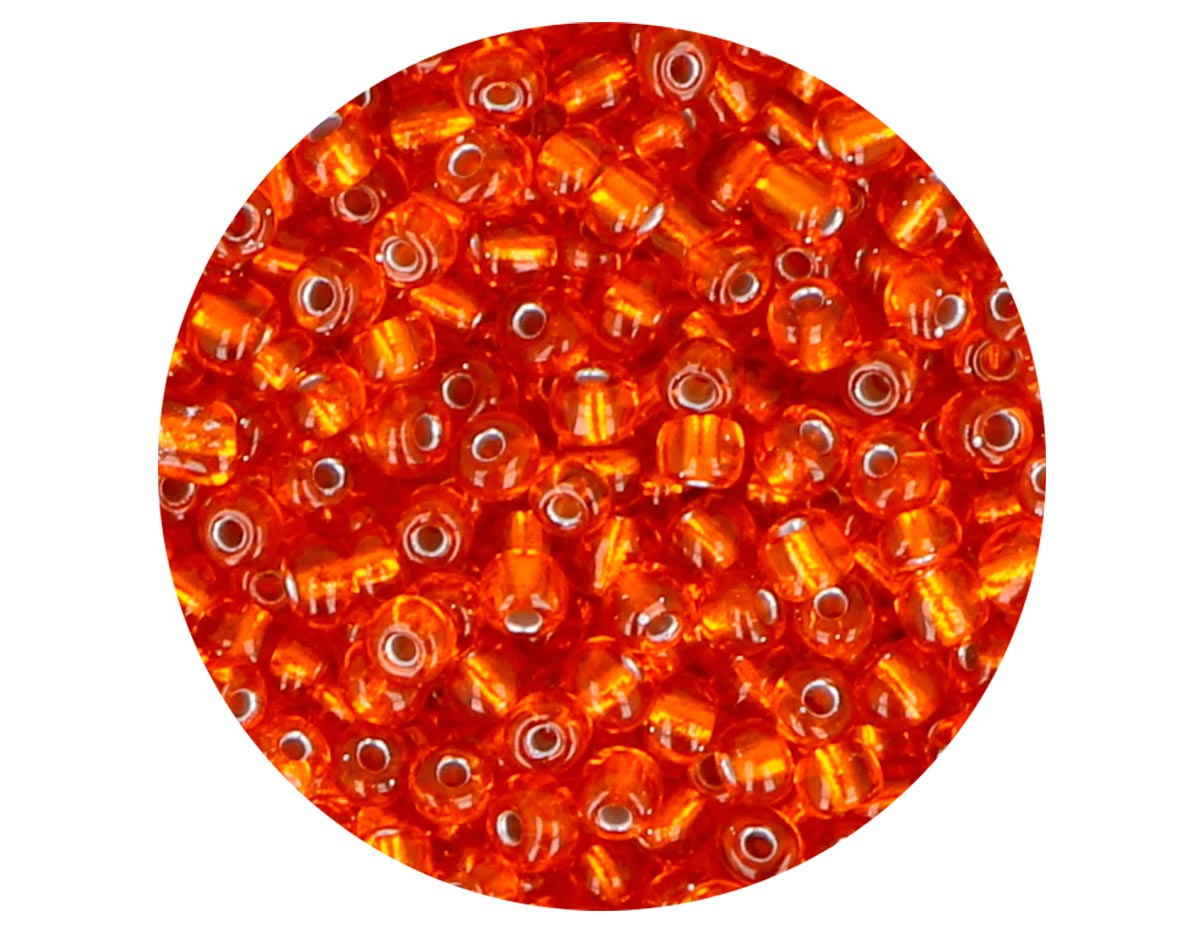 14312 Rocalla de vidrio redonda plateado naranja 3 8mm 09gr Tubo Innspiro