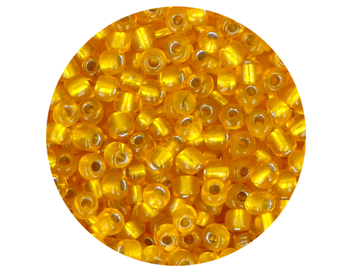 14314 Rocalla de vidrio redonda plateado amarillo 3 8mm 09gr Tubo Innspiro