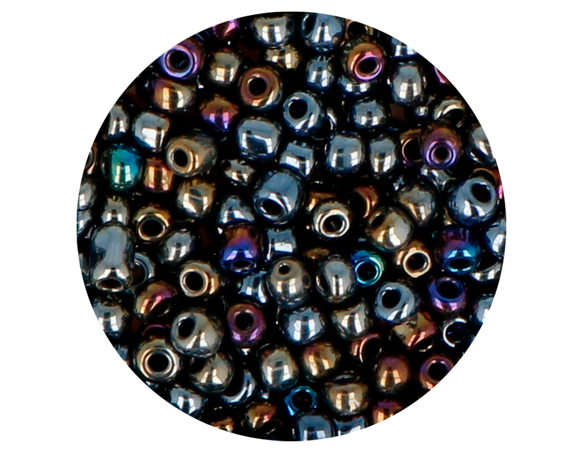 14317 Rocalla de vidrio redonda brillo metalico iridiscente plateado 3 8mm 09gr Tubo Innspiro