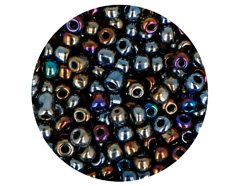14317 Rocalla de vidrio redonda brillo metalico iridiscente plateado 3 8mm 09gr Tubo Innspiro - Ítem