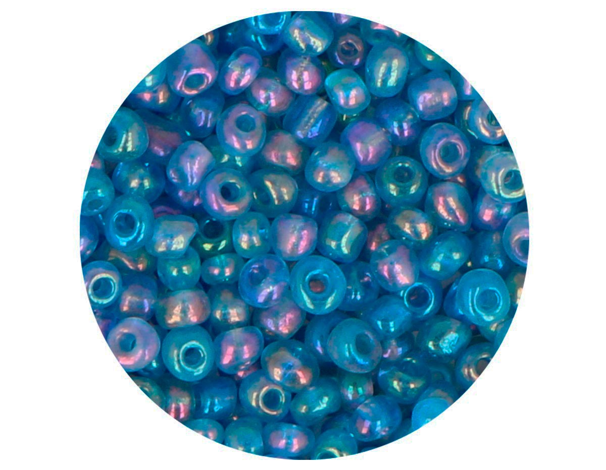 14324 Rocaille de verre rond aurore boreale bleu nautique 3 8mm 09gr Tube Innspiro