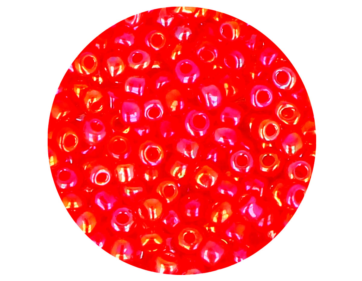 14326 Rocalla de vidrio redonda aurora boreale rojo 3 8mm 09gr Tubo Innspiro