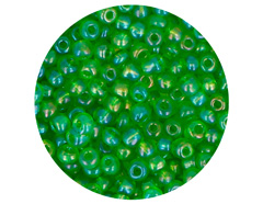 14329 Rocalla de vidrio redonda aurora boreale verde 3 8mm 09gr Tubo Innspiro - Ítem