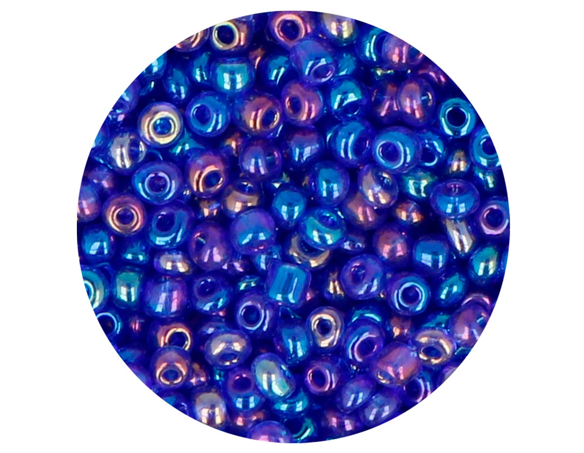 14331 Rocalla de vidrio redonda aurora boreale azul marino 3 8mm 09gr Tubo Innspiro