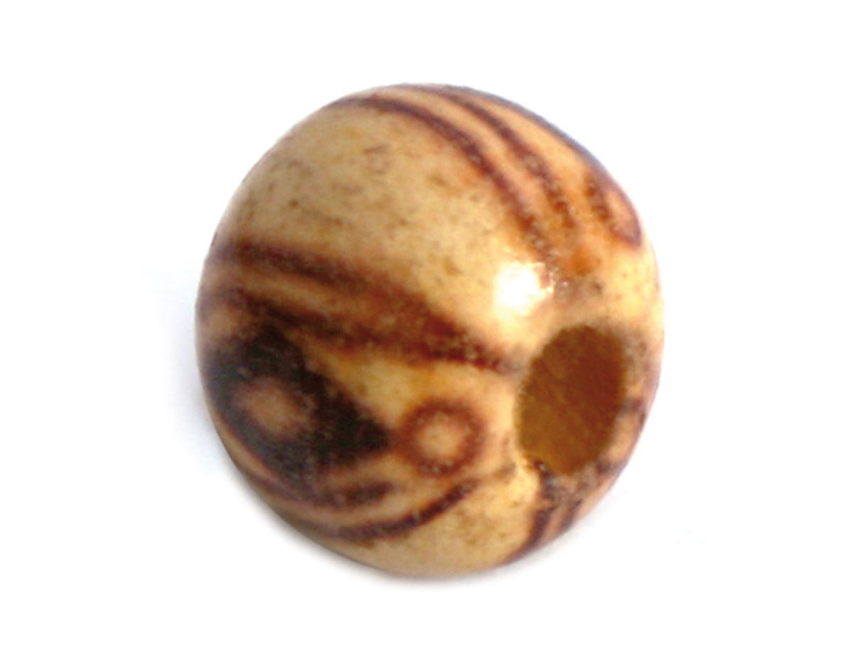 Z14595 14595 Perle bois cylindre decoree avec dessin marron Innspiro
