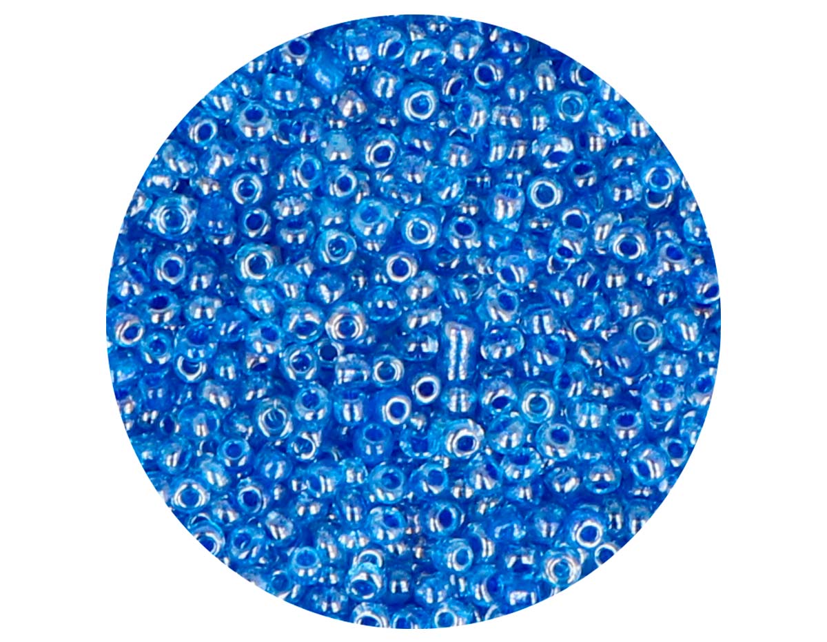 14645 Rocaille de verre ronde couleur interieur bleu 2 3mm 09gr Tube Innspiro