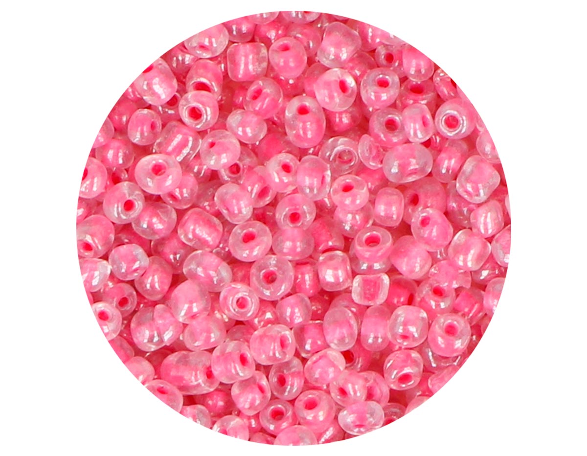 14652 Rocalla de vidrio redonda color interior rosa 3 0mm 09gr Tubo Innspiro