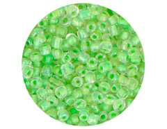 14654 Rocalla de vidrio redonda color interior verde 3 0mm 09gr Tubo Innspiro - Ítem