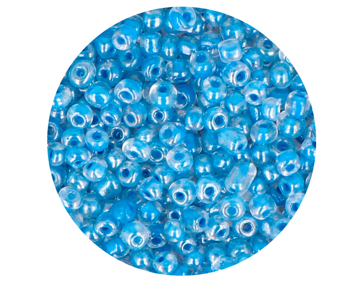 14655 Rocalla de vidrio redonda color interior azul 3 0mm 09gr Tubo Innspiro