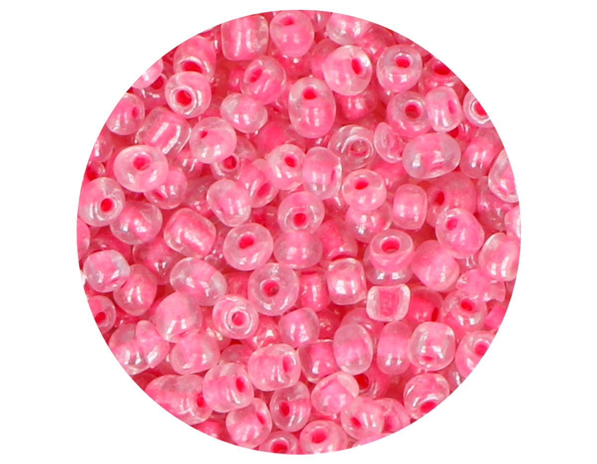 14662 Rocaille de verre ronde couleur interieur rose 3 8mm 09gr Tube Innspiro