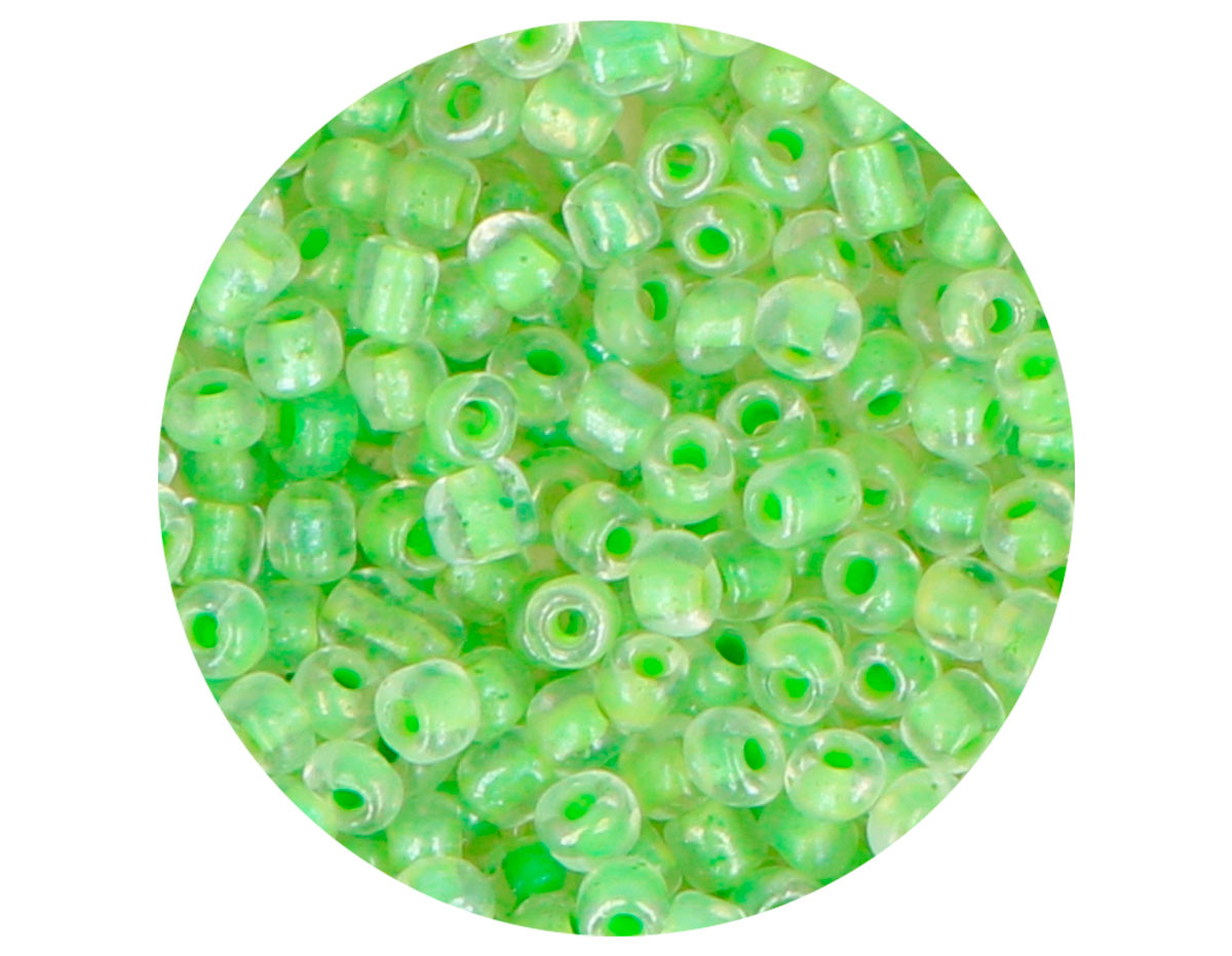 14664 Rocalla de vidrio redonda color interior verde 3 8mm 09gr Tubo Innspiro