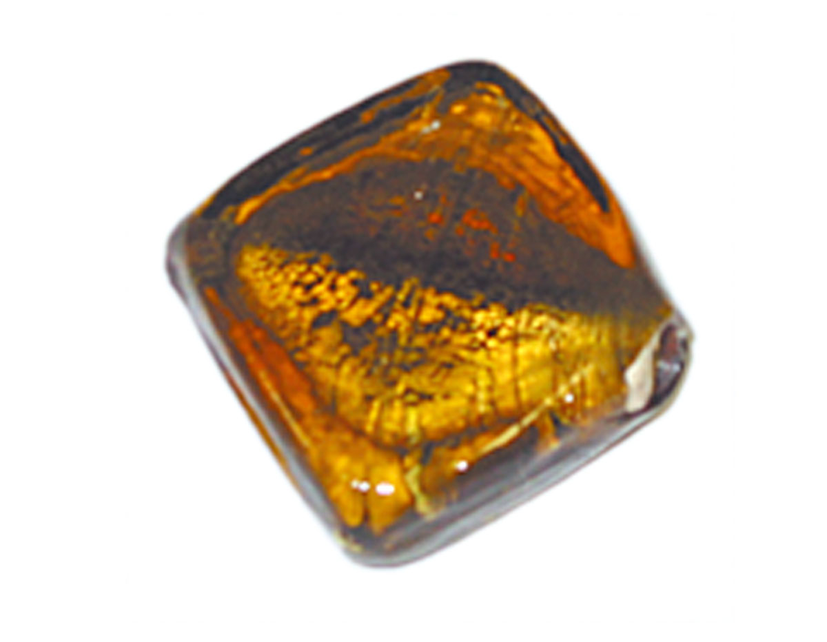 15173 Z15173 Perle en verre carree transparente ambre Innspiro