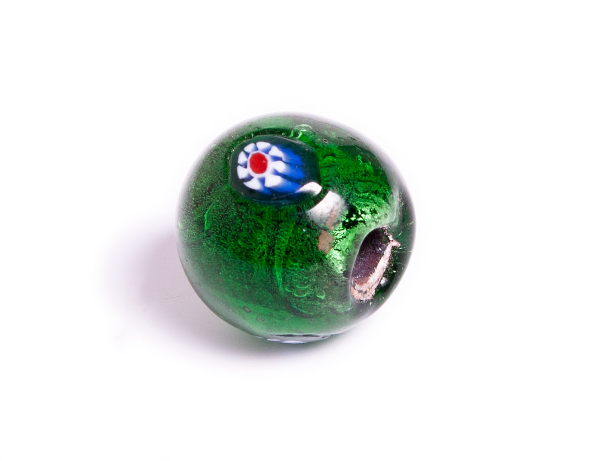 15211 Z15211 Perle en verre boule avec dessin transparent vert Innspiro