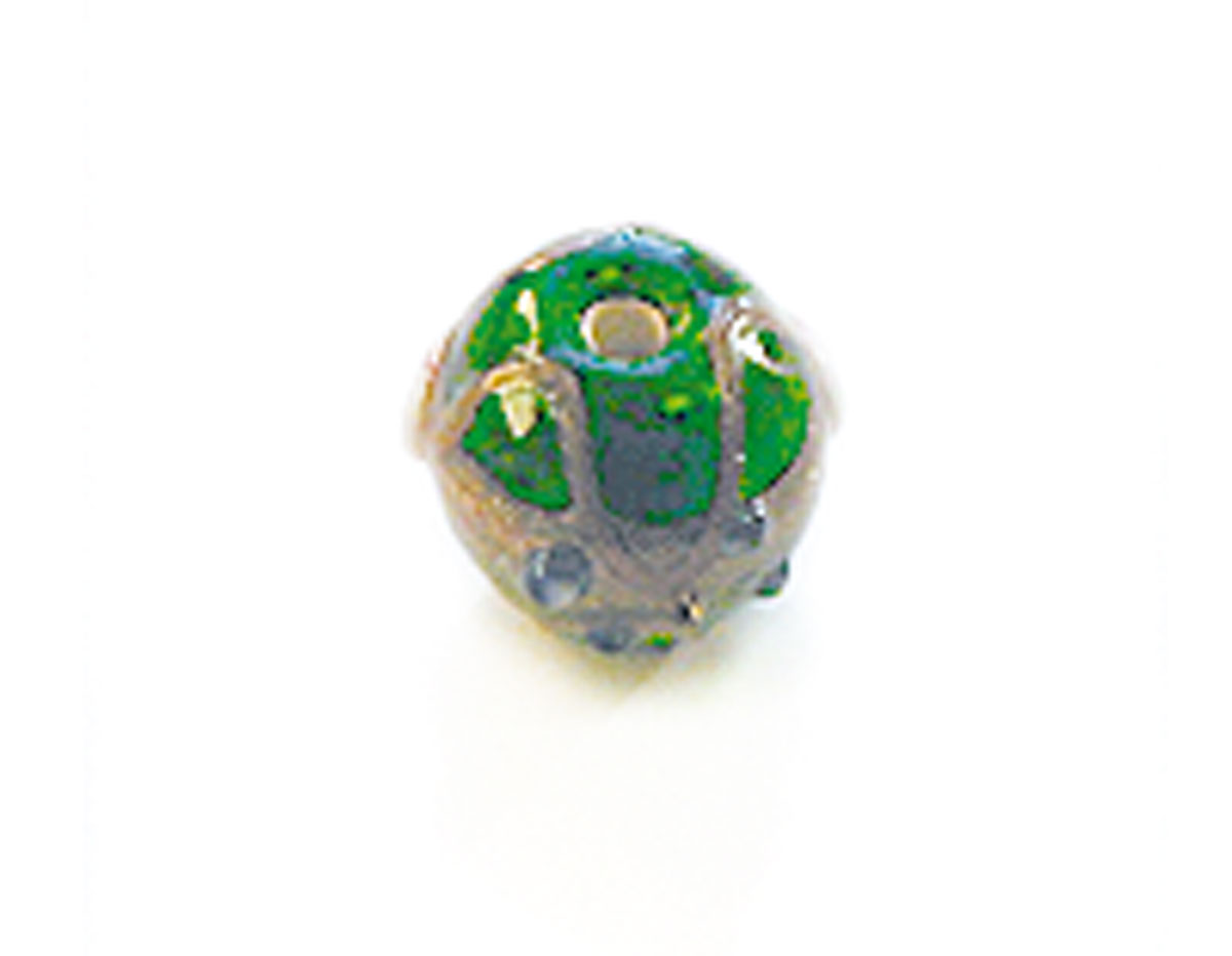 Z15231 15231 Cuenta de vidrio bola con relieve transparente verde Innspiro
