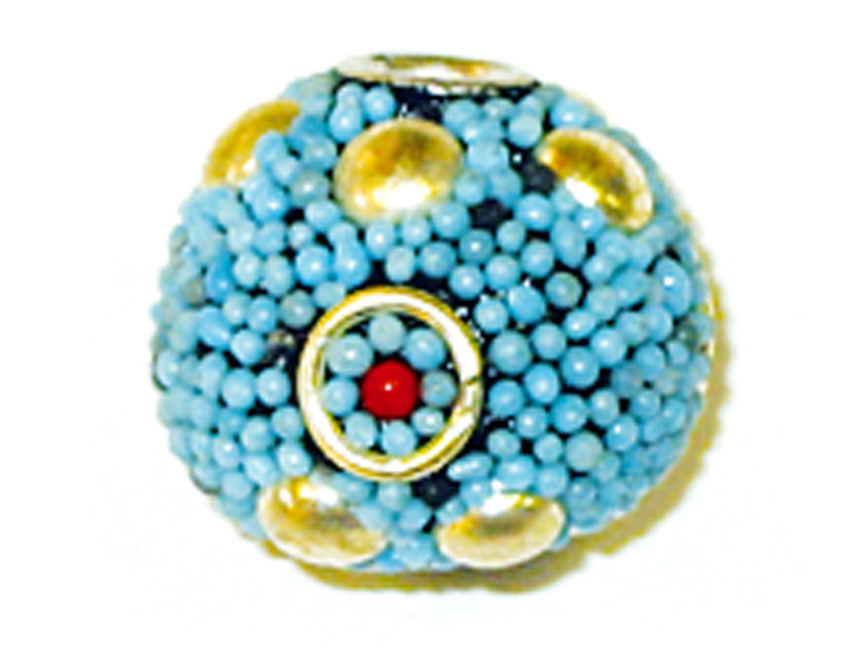 Z15474 15474 Perle metallique avec aluminium interieur et pieces incrustees boule bleu avec perles Innspiro