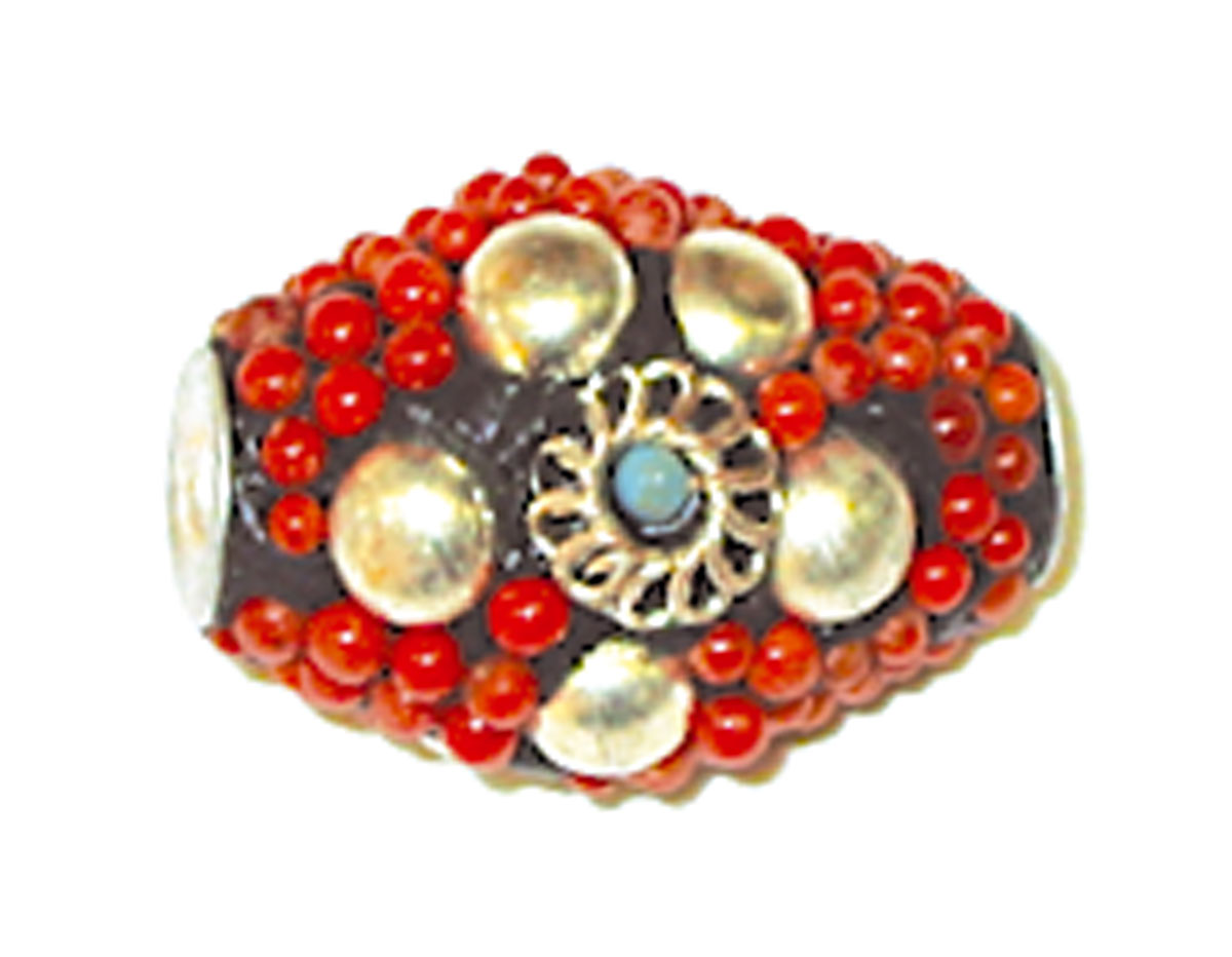 Z15475 15475 Perle metallique avec aluminium interieur et pieces incrustees ovale rouge avec perles Innspiro