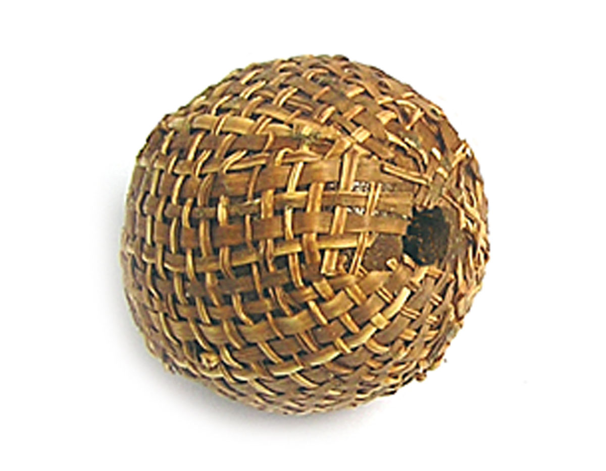 Z16513 16513 Cuenta madera bola forrada con tela marron Innspiro