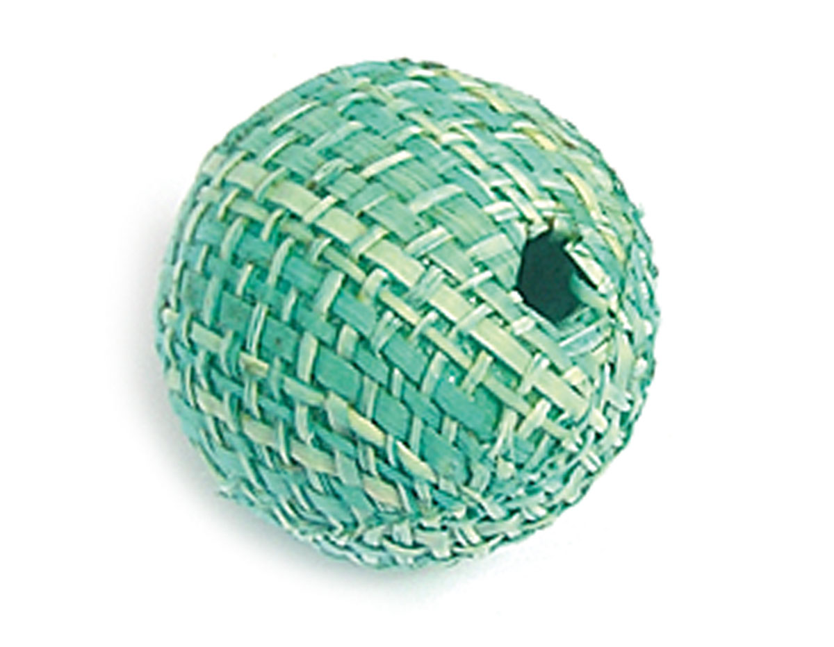 Z16517 16517 Perle bois boule doublee avec tissu turquoise Innspiro