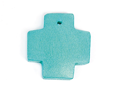 16627 Z16627 Pendentif bois croix ciree turquoise Innspiro - Article