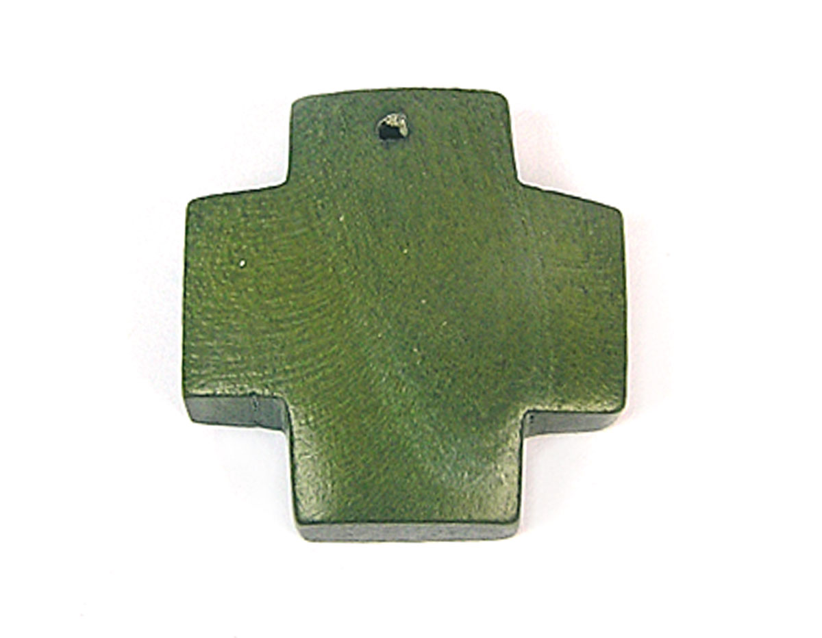 16628 Z16628 Pendentif bois croix ciree verte Innspiro