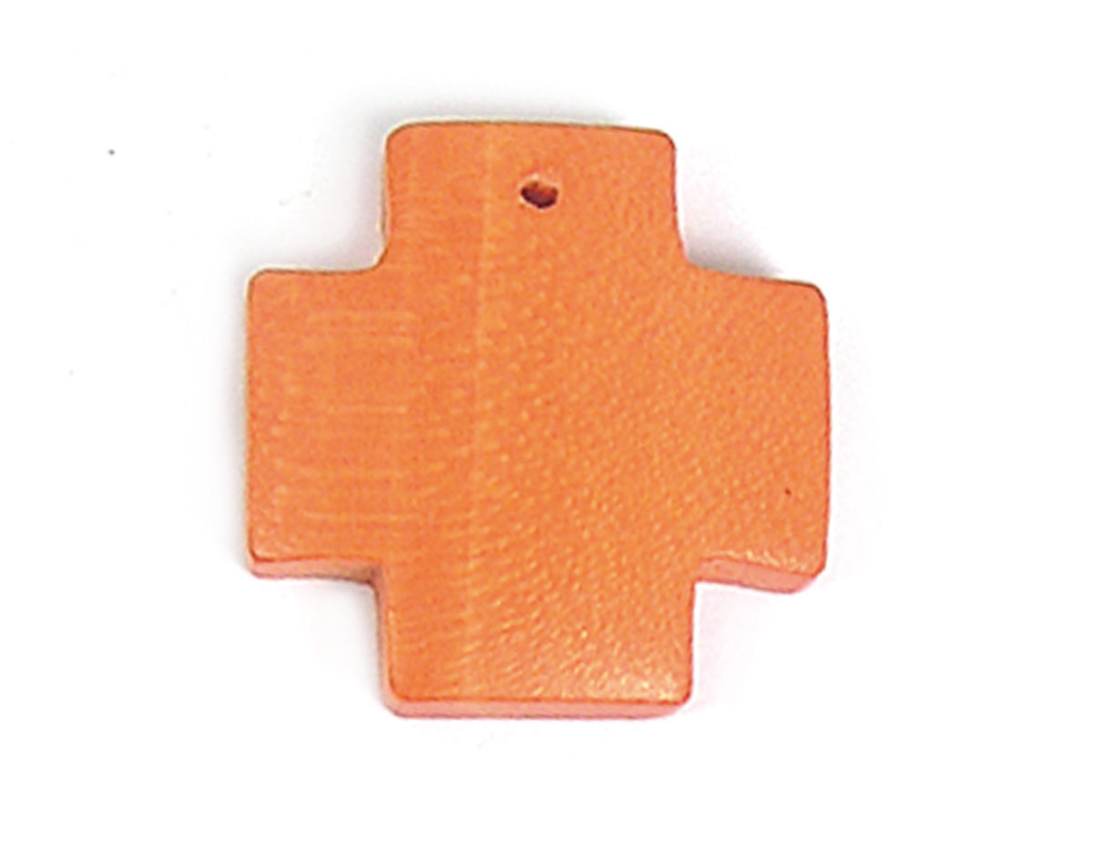 16629 Z16629 Pendentif bois croix ciree orange Innspiro