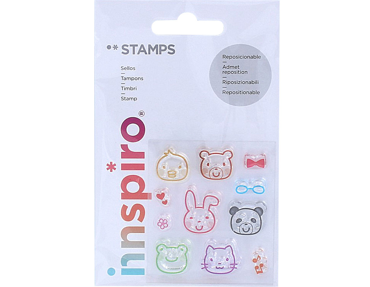 17310 Set tampons acryliques Gueules animaux 5 3x6cm Innspiro