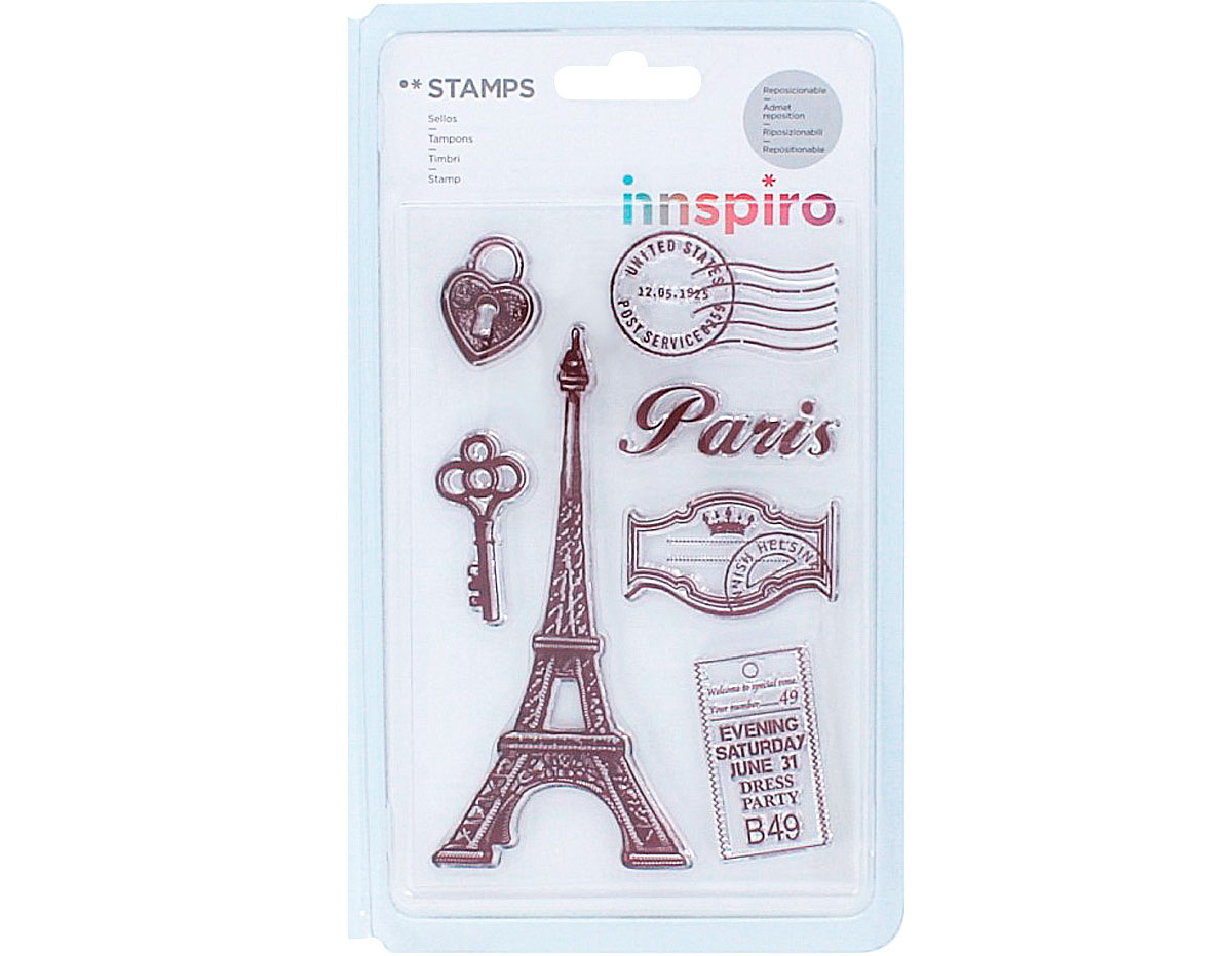 17320 Set sellos acrilicos Recuerdos de Paris 9 5x14 5cm Innspiro