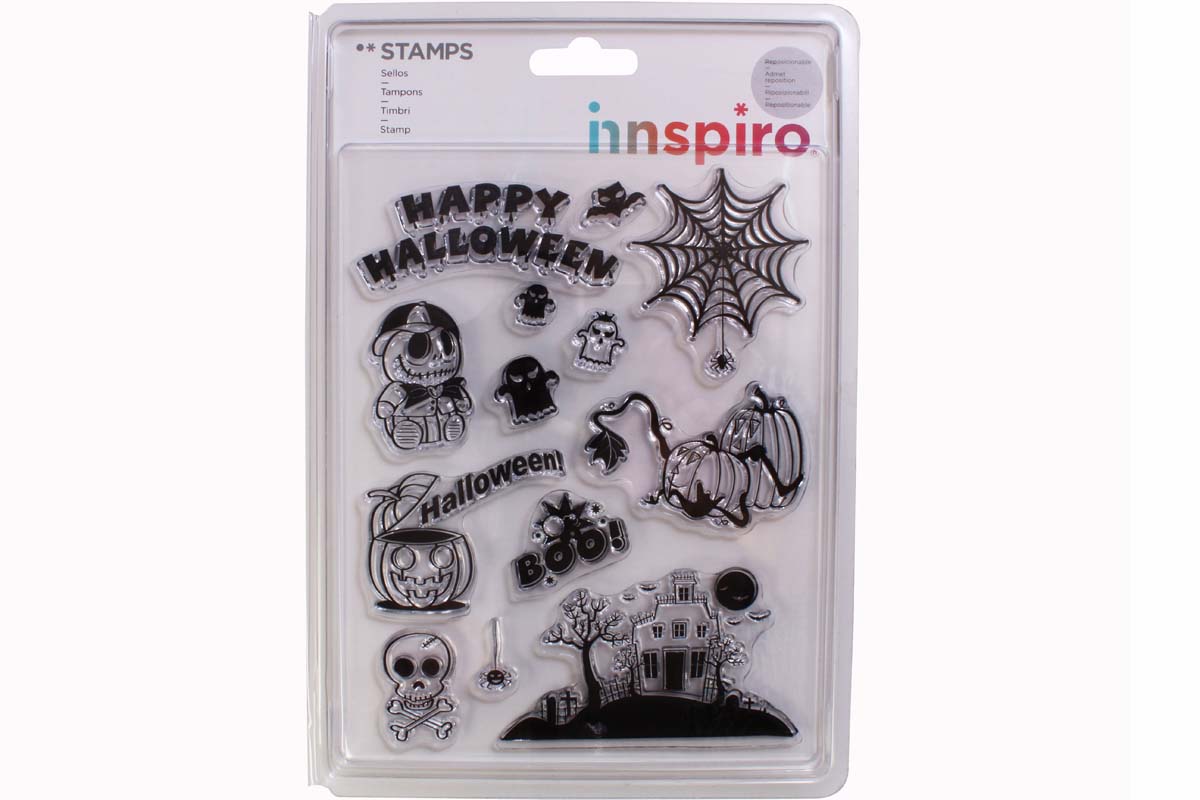 17335 Set sellos acrilicos Happy Halloween 14x18cm Innspiro